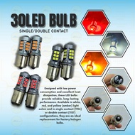 OAPC 1156/1157-3030-30LED BULB SINGLE/DUAL CONTACT YELLOW/RED/WHITE PAIR