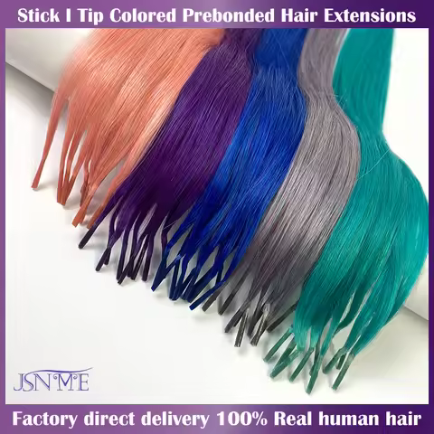 JSNME I Tip Color Hair Extensions Natural Real Human Fusion Blue Purple Pink 613 Color 20" Inch 100%