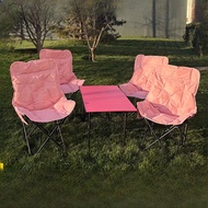 Pink Moon Chair High Back Cotton Foldable Chair Winter Outdoor Camping Camping Chair Dopamine Foldab