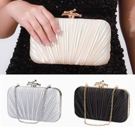 GFS store Versatile clutch bag pleated tin satin dress womens clutch box cheongsam dinner bag