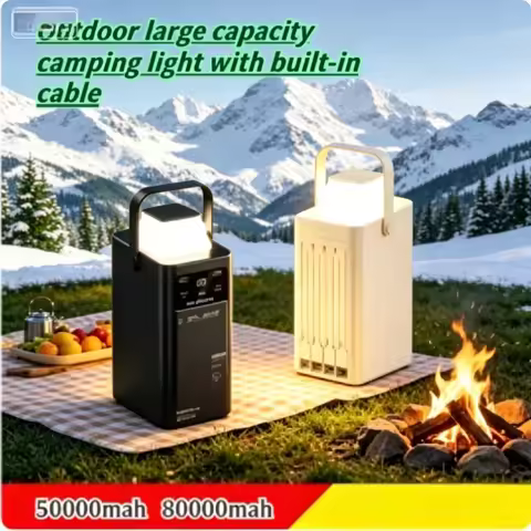 80000mAh Outdoor Large Capacity Power Bank Camping Light with Built-in Cable Long Endurance Fast Cha