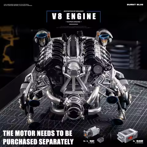 MOC Supercar V8 Engine Building Blocks Kit-2773Pcs Batmobile Engine Technology Model Twin-Turbo 8-Cy