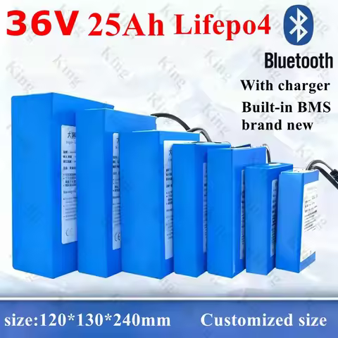 King-36v 25ah 30ah lifepo4 lithium battery pack with BMS Deep cycle, long life for 500W 1000W Véhicu