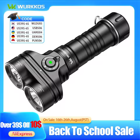 Wurkkos DL05 Professional Diving Flashlight SFT70 2.0 6000LM Dual-Head Light IPX8 26800 7500mAh Batt