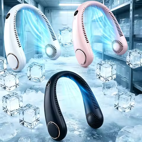 New Mini Neck Mounted Fan Portable Bladeless Neck USB Rechargeable Air Cooler 5 File Speed Summer Sp
