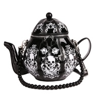 Gothic Lolita Bag Gothic Black Skull Pearl Chain Teapot Handbag Asian Culture Retro Unique X