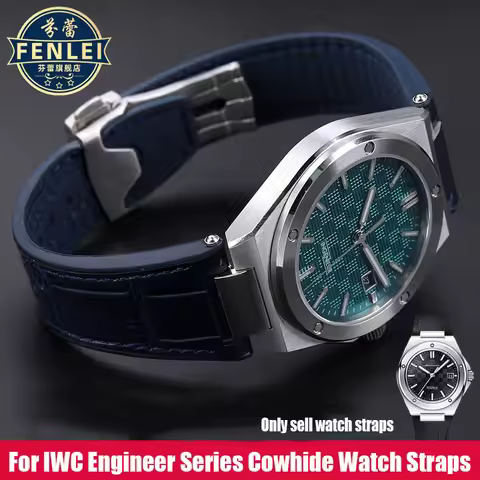 For IWC Engineer Genuine Leather Watch Band IW328901 IW328902 IW328903 Men Cowhide Rubber Bottom Wat