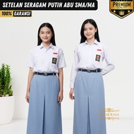 Setelan Seragam Sekolah SMA MA Putih Abu lengkap Atasan Rok Wiru 1 Belah 1 lipit 1 Panjang Pendek Pu