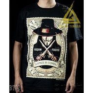 BT 02 V untuk T-Shirt Vendetta Freedom, Hitam, T-Shirt BT Black Timber, Fabrik Kapas, Percetakan Skr