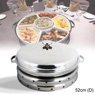 Stainless Steel Large Malay Dome Set Food Warmer Round Chafing Dish Buffet Chafer Serving with Porcelain Dishes for Kenduri Dinner 52cm