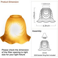 Amber Glass Shade Glass Lamp Shade Replacement Light Bulb Cover Fitting Opening 1.63 Inch for E26 So