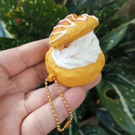 Yummy Sweet Cream Bun Squishy Keychain