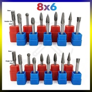 8x6mm Tungsten Carbide Burr 6mm Single Cut Double Cut Rotary Porting Tool Mata Porting Mata Korek