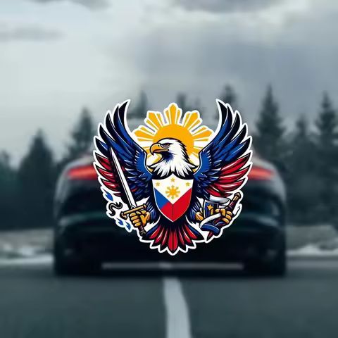 Philippine Flag Eagle Funny Waterproof Vinyl Car Decal, Exterior Decorative Accessories, Used for Ca
