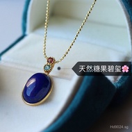 s925Natural Source Pendant Lapis Lazuli Afghanistan Live Egg Surface Necklace Tourmaline Lapis Lazul