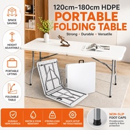 🇸🇬 77cm | 122cm | 180cm HDPE Folding Table | Heavy Duty Study Table | Foldable Portable Outdoor Tabl
