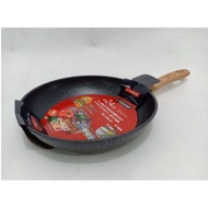 Best-selling FRY PAN MARBLE 24, 26, 28CM Induction Of YOSHIKAWA Wood Handles - 24CM