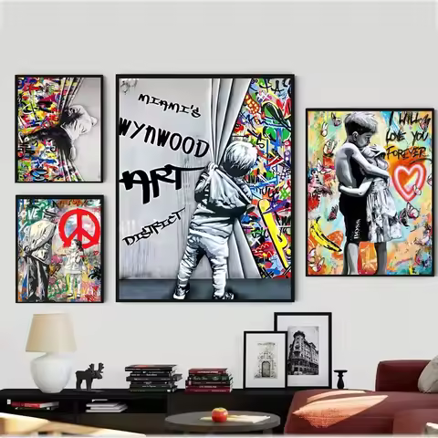 Banksy Street Graffiti Art Poster Vintage Poster Wall Art Painting Study Aesthetic Art Large Size Wa