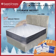 3336 Bed Frame | Frame + 10" Cooling Mattress Bundle Package | Single/Super Single/Queen/King Storage Bed | Divan Bed