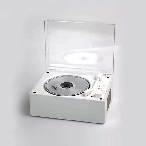 1Pc Vintage Bluetooth 5.0 Leather CD Player Two-way Built-in Speaker Portable Rechargeable CD Music 