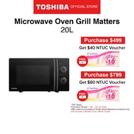 [FREE GIFT]Toshiba MWP-MG20P(BK) Black 5 Power Level Microwave Oven with Grill Function 20L