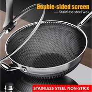 ★STOCK READY TO SHIP★SG Warranty★ New Non-stick Pan Double-sided Honeycomb 316 Stainless Steel Wok Frying Pan Wok