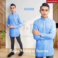 Indah Pesona Soft Cotton Slim Fit Baju Kurta - Baby Blue/Size XS-4XL