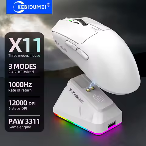 X11 PAW3311 Tri-Mode Bluetooth Mouse 12000 DPI Wireless Mouse Gaming Mouse RGB Touch Magnetic Chargi