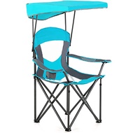 ALPHA CAMP Oversized Folding Camping Chair with Retractable UPF 50+ Shade Canopy, Portable Camping L