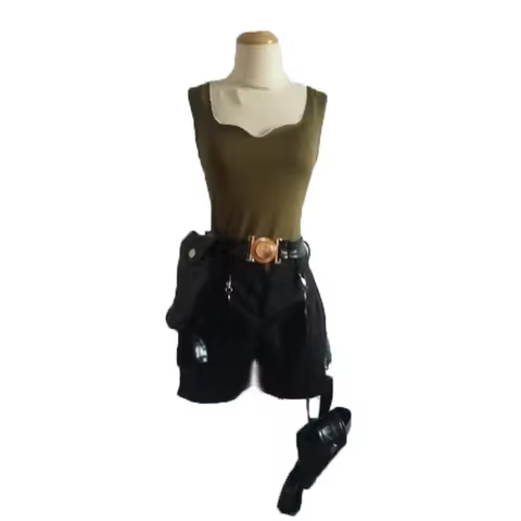 Tomb Raider Lara Croft Cosplay Costume with gun bag
