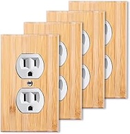 4PC Solid Wood Double hole Outlet Light Switch Plate 4.5" X 2.76" Bamboo Light Switch Cover Quality 