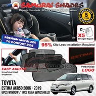 (5-Yrs Warranty) TOYOTA ESTIMA ACR50 2006 - 2022 SAMURAI SHADES Magnetic Sunshade Car Sun Shade