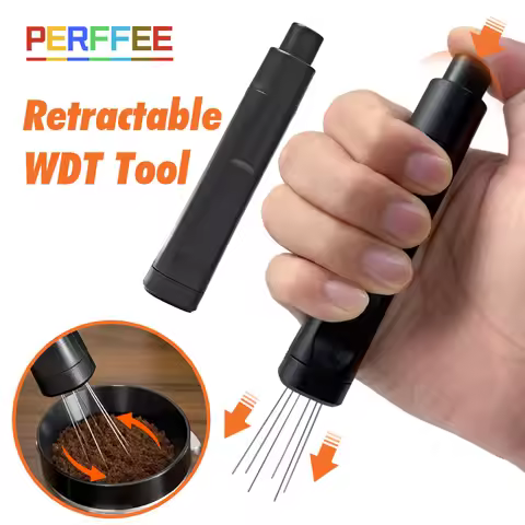 Retractable WDT Tool Espresso Flick WDT Tool Espresso Stirring Needle Coffee Stirrer 6 Needles Teles