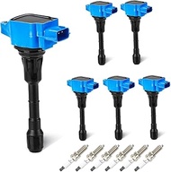 Blue Set of 6 Ignition Coil Pack with 6 Spark Plug Compatible with 08-12 Infiniti FX35, 11-12 G25, 0