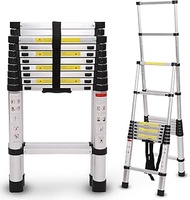 9ft-25ft Telescopic Folding Ladder Aluminum A-Frame Extension Ladder for RV Home & Outdoor Use Suppo