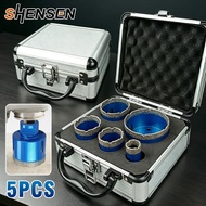 One Set 5Pcs Brazed Diamond Hole Saw Set, M14 Shank Core Drill Bits 20/35/40/50/68mm For Glass Marbl