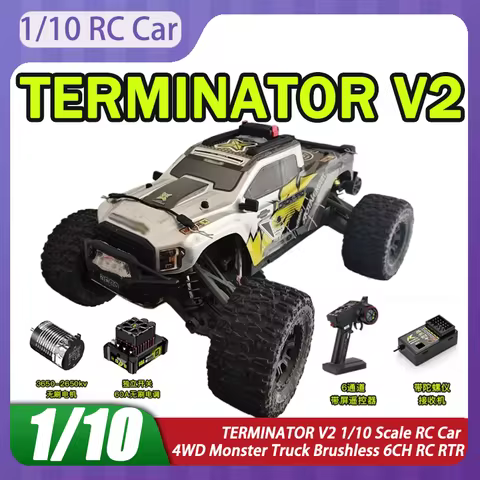 In Stock TERMINATOR V2 1/10 Scale RC Car 4WD Monster Truck Brushless 6CH RC RTR Electric Remote Cont