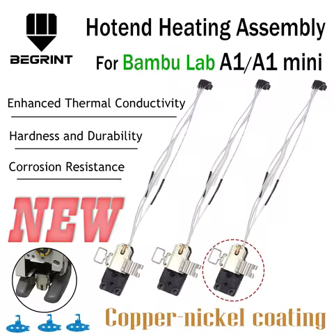 Upgrade Hotend Heating Assembly For Bambu Lab A1/A1 mini Nickel Plated Copper Nozzle Mounting Compon