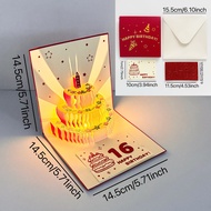 LED Birthday Gift Card Greeting Cards with Light Music Blessing Message Card Kad Hari Lahir Kertas