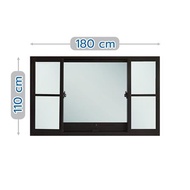 หน้าต่างบานเลื่อน อะลูมิเนียม S-F-S มุ้ง SANKYOALUMI J-TRUST 180X110 ซม. สีน้ำตาล