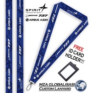 CUSTOM DESIGN LANYARD AIRBUS A220 BOENG 737 SPIRIT AEROSYSTEM + FREE ID Card Holder | PREMIUM QUALIT