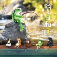 現貨日本正版轉蛋yell釣魚好天氣3黑熊柴犬動物微縮模型魚缸擺件 k2725