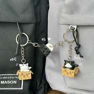 [Couple Matchingkeychains ‍ ] Double keychain | Cute kitten and lego heart Keychain by elwynty