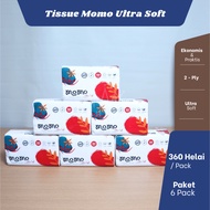 PLASTIC MAHKOTA l PACKAGE 6 PACKS MOMO ULTRASOFT FACIAL TISSUE 360 Sheets - FACIAL TISSUE 6 packs