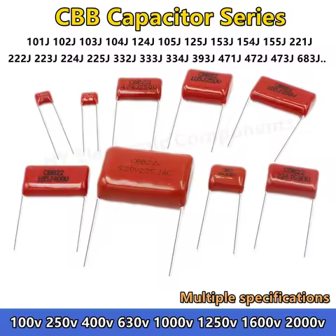 10PCS 100V 250 400 630V 1000V 2000V CBB Polypropylene film capacitor 101 103 104 105 125J 221 222 22