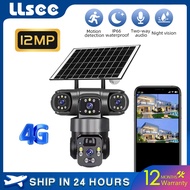 LLSEE V380 12MP 3 lens HD 6K solar CCTV wireless 4G SIM card outdoor waterproof PTZ control 360 secu
