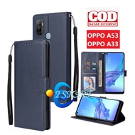 OPPO A53 / A33 Flip dompet buka tutup casing wallet kulit ada tempat foto flip leather case hp ada tali untuk OPPO A53 / A33