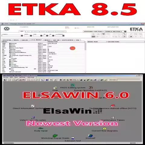 Newest Etka 8.3& ELSAWIN 6.0 for A-udi for V-W Auto Repair Software Group Vehicles Electronic Parts 