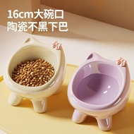 Cat Bowl Ceramic Cat Bowl Cat Rice Bowl Water Bowl Neck Protection Oblique Cat Food Pet Bowl Dog Bow