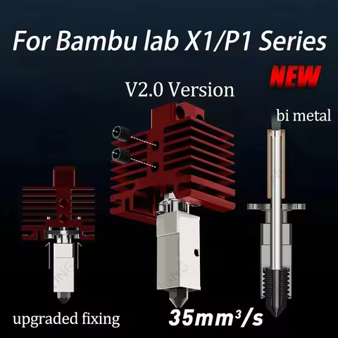 V2 Upgrade Hotend Red For Bambu Lab X1 X1C P1P P1S Hard Steel Nozzles Bamboo Bambulabs Combo Bimetal
